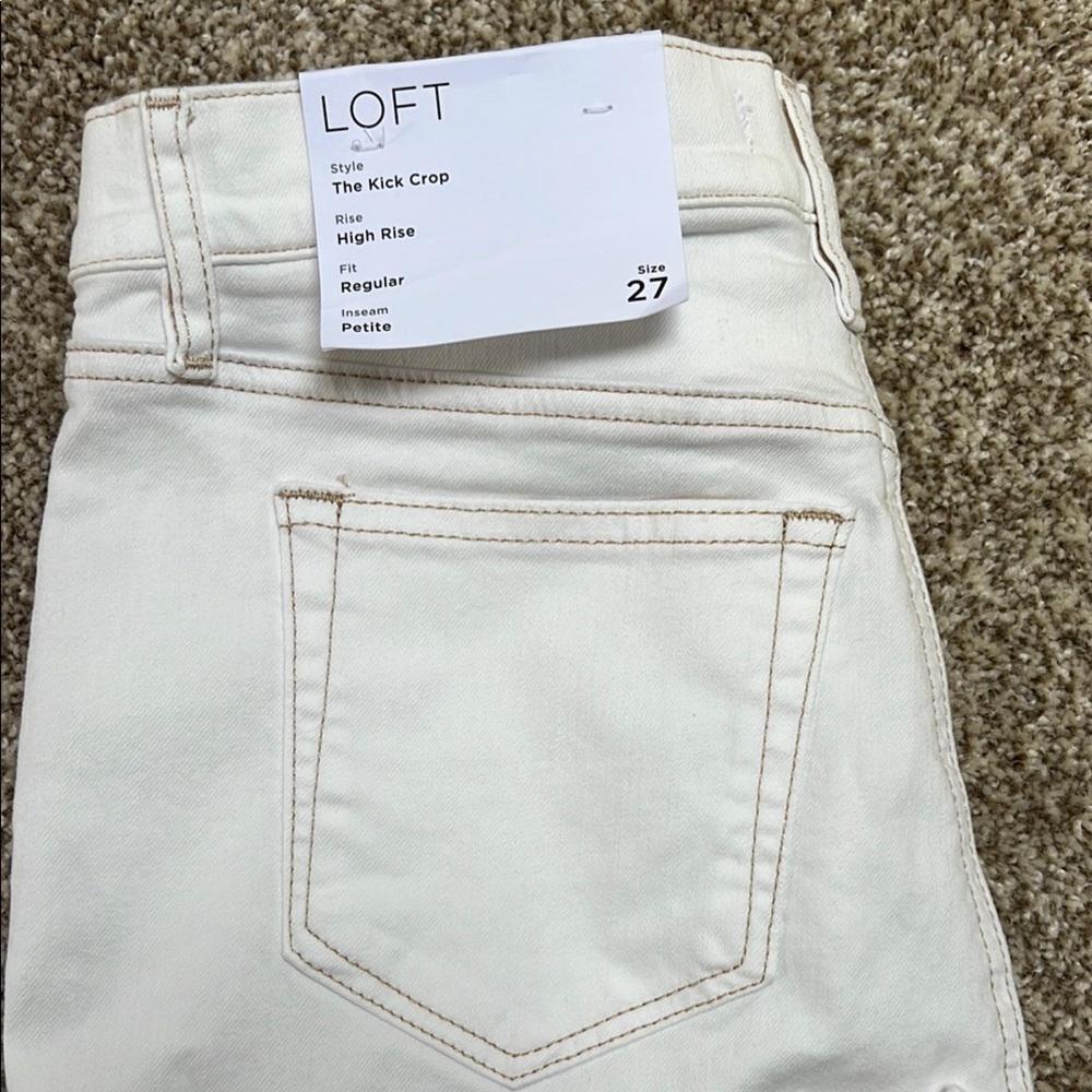 NWT LOFT High Rise Kick Crop Jeans - Cream